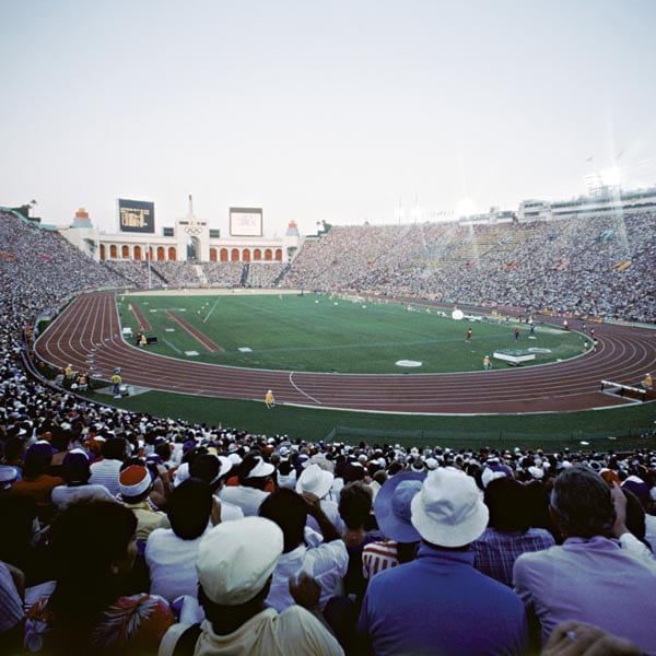 Crowd in a stadium at the Olympic Games Los Angeles 1984