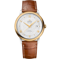 39.5 mm, steel - yellow gold on leather strap