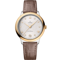 34 mm, steel - yellow gold on leather strap