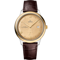 41 mm, steel - yellow gold on leather strap