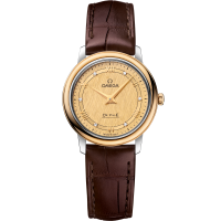 27.4 mm, steel - yellow gold on leather strap