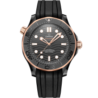 43.5毫米, 黑色陶瓷錶殼 搭配 橡膠錶帶