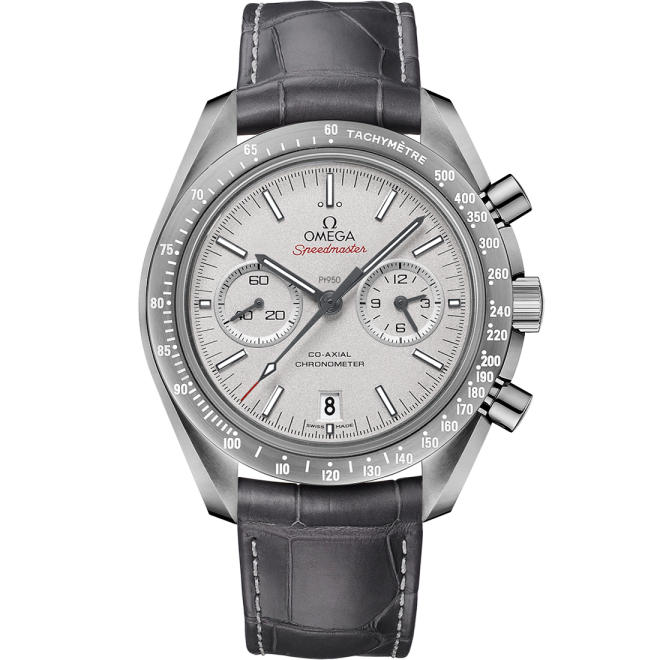 44.25 mm, grey ceramic on leather strap with foldover clasp - SKU 311.93.44.51.99.002