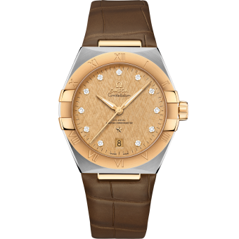 39 mm, steel - yellow gold on leather strap - SKU 131.23.39.20.58.001