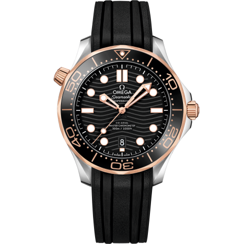 Seamaster Diver 300M 42 mm, aço - ouro Sedna™ em bracelete de borracha - SKU 210.22.42.20.01.002