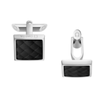 Omega Aqua Cufflinks, Black rubber, Stainless steel - C92STA0509705