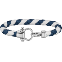 Omega Aqua Sailing Armband, Edelstahl, Geflochtenes weißes und dunkelblaues Nylon - BA05CW0000703