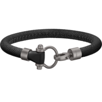 Omega Aqua Sailing手環，磨砂鈦金屬與黑色格紋橡膠，黑色縫線 - BA05TI0000103