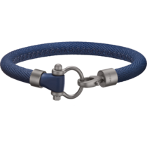 Omega Aqua Sailing手環，磨砂鈦金屬與藍色格紋橡膠，藍色縫線 - BA05TI0000203