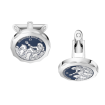 Omega Aqua Seamaster Cufflinks, Sapphire crystal plates, Stainless steel - C607ST0000405