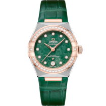Green dial watch on Steel - Sedna™ gold case with Leather strap - Constellation 29 mm, steel - Sedna™ gold on leather strap - 131.28.29.20.99.001