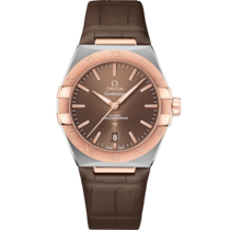 星座系列 39毫米, 不鏽鋼-Sedna™金錶殼 於 皮革錶帶 - 131.23.39.20.13.001