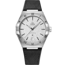 Uhr mit Grau Zifferblatt auf Stahl Gehäuse mit Kautschukband bracelet - Constellation 41 mm, stahl mit kautschukband - 131.12.41.21.06.001