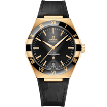 Black dial watch on Yellow gold case with Leather strap - Constellation 41 mm, yellow gold on leather strap - 131.63.41.21.01.001