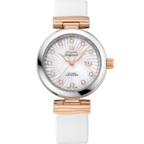 De Ville Ladymatic 34 mm, steel - red gold on leather strap - 425.22.34.20.55.001