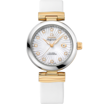 De Ville Ladymatic 34 mm, steel - yellow gold on leather strap - 425.22.34.20.55.002