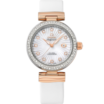 De Ville Ladymatic 34 mm, steel - red gold on leather strap - 425.27.34.20.55.001