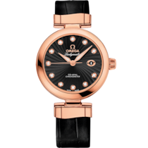 De Ville Ladymatic 34 mm, red gold on leather strap - 425.63.34.20.51.001