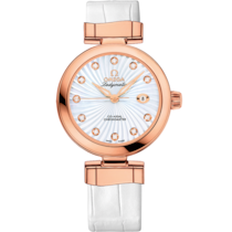 De Ville Ladymatic 34 mm, red gold on leather strap - 425.63.34.20.55.001