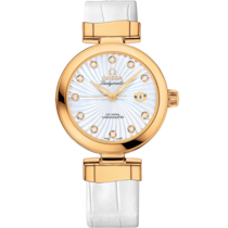 De Ville Ladymatic 34 mm, yellow gold on leather strap - 425.63.34.20.55.002