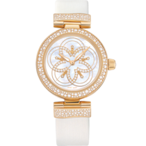 De Ville 34 mm, yellow gold on leather strap - 425.67.34.20.55.005