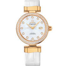 De Ville Ladymatic 34 mm, yellow gold on leather strap - 425.68.34.20.55.002