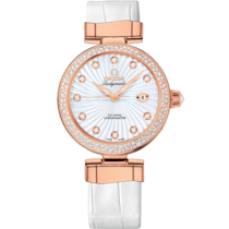 De Ville Ladymatic 34 mm, red gold on leather strap - 425.68.34.20.55.004
