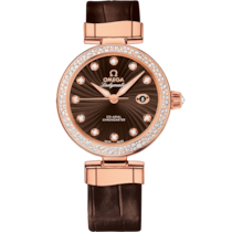 De Ville Ladymatic 34 mm, red gold on leather strap - 425.68.34.20.63.001