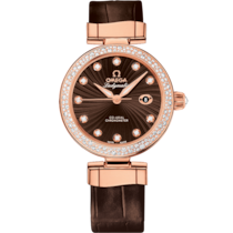 De Ville Ladymatic 34 mm, red gold on leather strap - 425.68.34.20.63.002