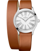 White dial watch on Steel case with Leather bracelet - De Ville Mini Trésor 26 mm, steel on leather - 428.17.26.60.04.005