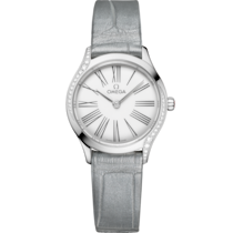 White dial watch on Steel case with Alligator bracelet - De Ville Mini Trésor 26 mm, steel on alligator - 428.18.26.60.04.001