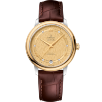 De Ville 32 mm, Steel - yellow gold on Leather strap - 424.23.33.20.58.001