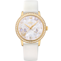 De Ville 32 mm, Yellow gold on Leather strap - 424.57.33.20.55.003