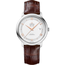 Reloj con esfera Plata en caja de Acero con  Pulsera de piel bracelet - De Ville Prestige 39,5 mm, acero con pulsera de piel - 424.13.40.20.02.002