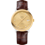 De Ville 39 mm, Steel - yellow gold on Leather strap - 424.23.40.20.58.001