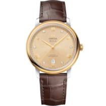 De Ville 39.5 mm, steel - yellow gold on leather strap - 424.23.40.20.58.002