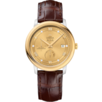 De Ville 39.5 mm, steel - yellow gold on leather strap - 424.23.40.21.58.001