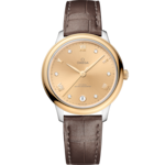 De Ville 34 mm, steel - yellow gold on leather strap - 434.23.34.20.58.001