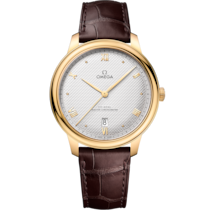 銀色錶盤腕錶，黃金錶殼錶殼，襯以皮革錶帶 bracelet - 碟飛系列 典雅系列 40毫米, 黃金錶殼 於 皮革錶帶 - 434.53.40.20.02.002