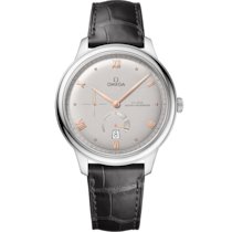 Grey dial watch on Steel case with Leather strap - De Ville Prestige 41 mm, steel on leather strap - 434.13.41.21.06.001