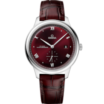 Reloj con esfera Rojo en caja de Acero con  Pulsera de piel bracelet - De Ville Prestige 41 mm, acero con pulsera de piel - 434.13.41.20.11.001