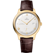Silver dial watch on Yellow gold case with Leather strap - De Ville Prestige 41 mm, Yellow gold on Leather strap - 434.53.41.20.02.001