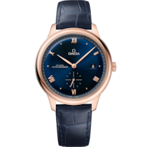 Blue dial watch on Sedna™ gold case with Leather strap - De Ville Prestige 41 mm, Sedna™ gold on leather strap - 434.53.41.20.03.001
