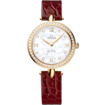 De Ville 27.4 mm, yellow gold on leather strap - 424.58.27.60.55.001