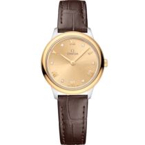 De Ville 27.5 mm, steel - yellow gold on leather strap - 434.23.28.60.58.001