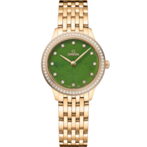 Uhr mit Grün Zifferblatt auf Gelbgold Gehäuse mit Gelbgoldband bracelet - De Ville Prestige 27,5 mm, Gelbgold mit Gelbgoldband - 434.55.28.60.99.001