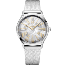 銀色錶盤腕錶，不鏽鋼錶殼錶殼，襯以不鏽鋼錶鏈 bracelet - 碟飛系列 Trésor系列 36毫米, 不鏽鋼錶殼 搭配 不鏽鋼錶鏈 - 428.15.36.60.02.001