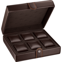 Fine Leather Watch Storage Box 6 pcs, Brown - 7070320012