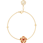 Omega Flower Bracelet, 18K yellow gold, Carnelian cabochon, Mother-of-pearl cabochon - B603BB0700305