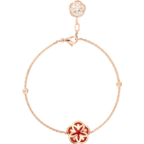 歐米茄FLOWER 18K玫瑰金，鑲嵌1片背面鐫刻的凸圓形紅玉髓與珍珠母貝 - B603BG0700405